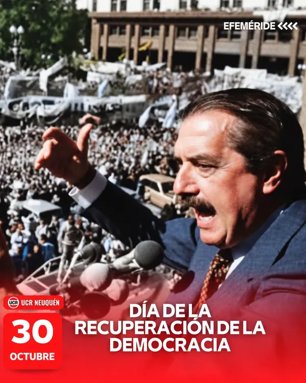 Afiche conmemorativo de la democracia y UCR Neuquén