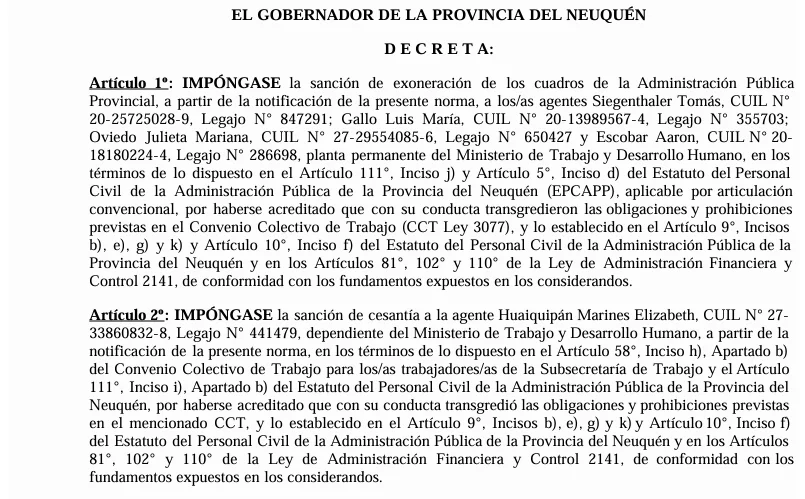 Decreto exoneración Gob Rolando Figueroa